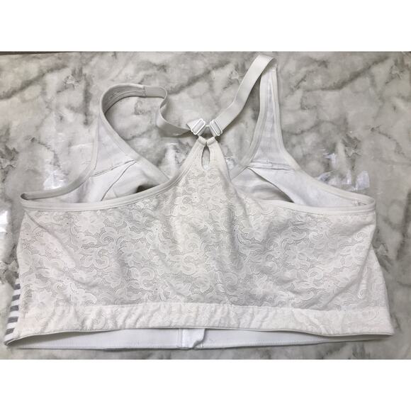 CACIQUE Racerback Unlined Full Coverage No-Wire White Striped Bra Sz 44H Comfort - Picture 4 of 7